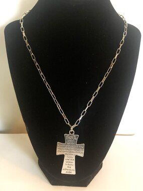 Silver Plated "Cross Pendant with the The Serenity Prayer" necklace.